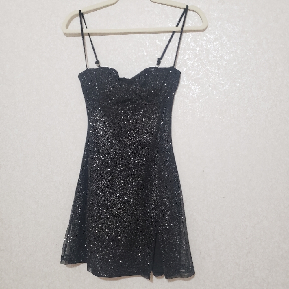 NEW SMALL BABYBOO PIXIE MINI DRESS-BLACK SPARKLE - Picture 3 of 12